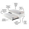 Bicama Box Solteiro Courino Linho Branco 88x188 com Dois Colchões Hanover Molas Ensacadas Inducol - 4