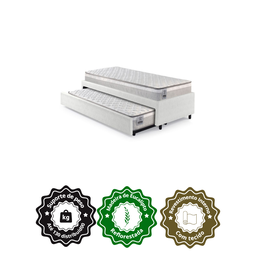 Bicama Box Solteiro Courino Linho Branco 88x188 com Dois Colchões Hanover Molas Ensacadas Inducol - 5