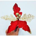 Ver imagem 5 de Kit 18 Flor Artificial Decoração Brilho Vermelho Gliter 15cm