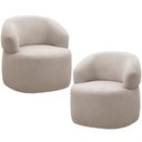 Ver imagem 1 de Kit 2 Poltronas Giratórias Giratória Sala Living Orgânico Carmen F04 Bouclê Bege - Lyam Decor