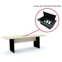Ver imagem 4 de Mesa de Reunião com Caixa de Tomada Retangular 260 x 120 cm Pé Painel PE25 em MDP Walnut Base