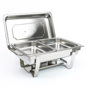 Ver imagem 6 de Rechaud Rm Retangular em Aço Inox Banho com 2 Cubas e Fogareiro 11 L Buffet