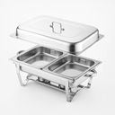 Ver imagem 4 de Rechaud Rm Retangular em Aço Inox Banho com 2 Cubas e Fogareiro 11 L Buffet