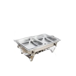 Rechaud Rm Retangular em Aço Inox Banho com 2 Cubas e Fogareiro 11 L Buffet - 6