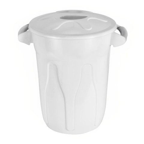 Cesto Plástico com Tampa Branco 100 Litros 66cm - Cr100b - Jsn