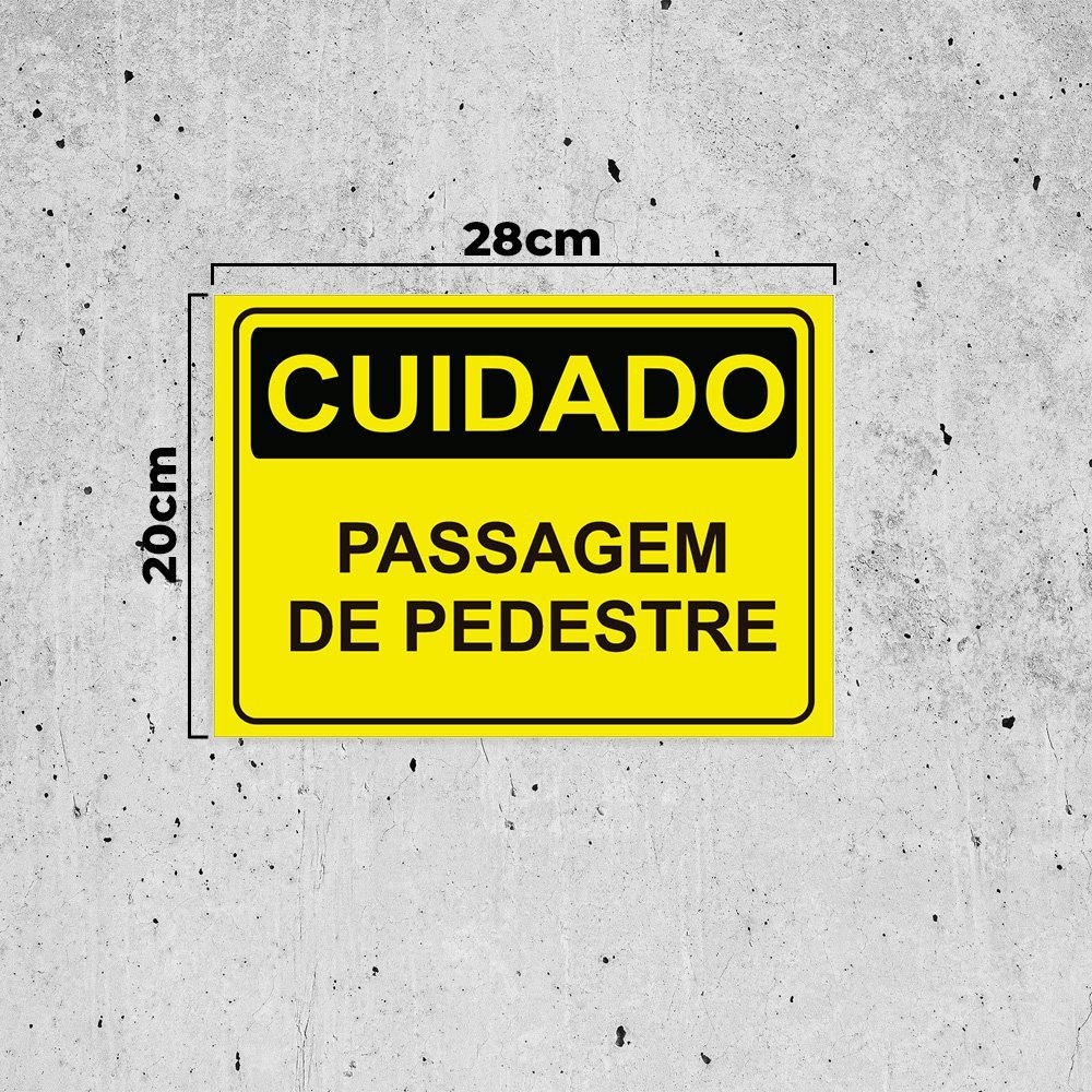 Placa De Sinalização Cuidado Passagem De Pedestre Em Pvc Madeiramadeira 7488