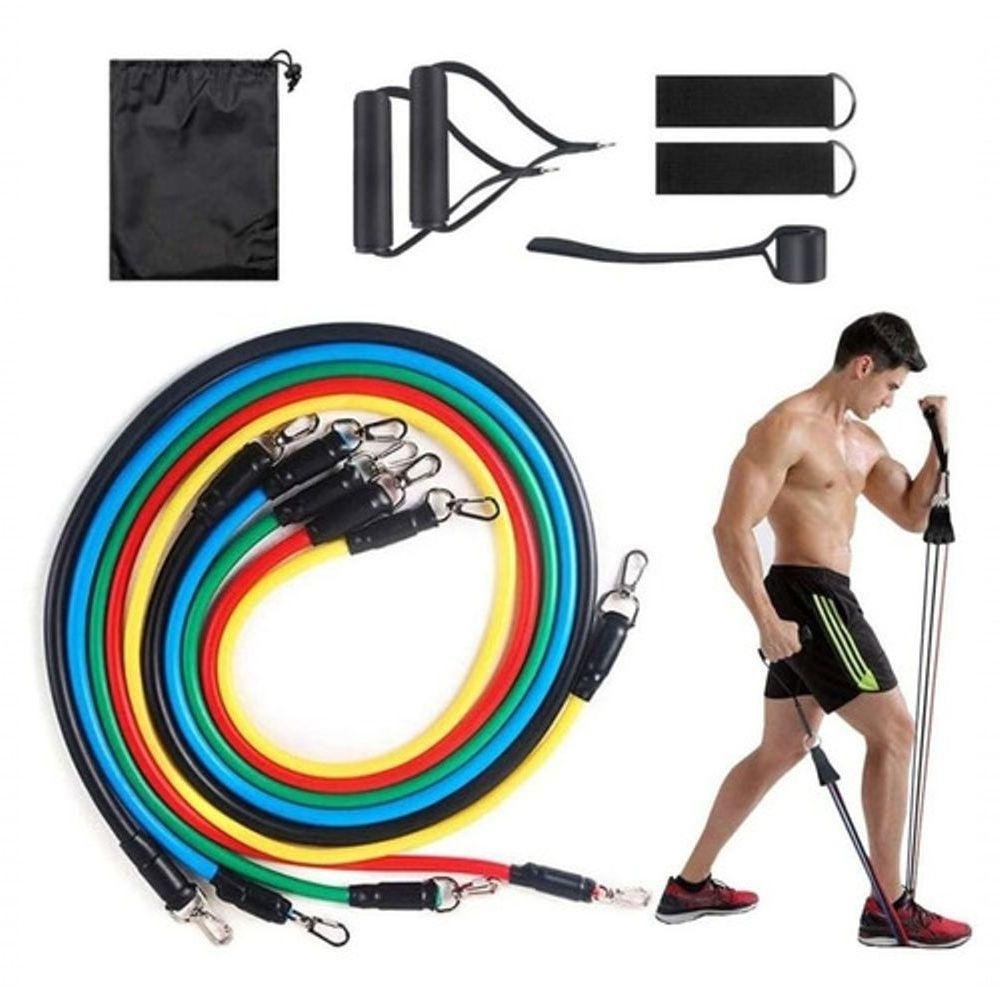 Kit Power Tube Elastico Musculação Pilates Yoga