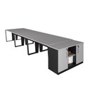 Ver imagem 2 de Plataforma de Trabalho para Escritório com Armário 2 Portas MDP 405cm Cinza Sagrado com Preto