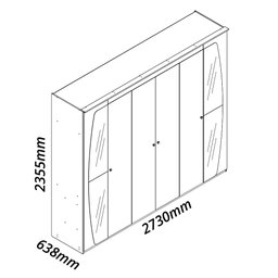 Guarda Roupa Casal com Espelho e LED 6 Portas 6 Gavetas Inovação 100% MDF - 5