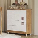 Ver imagem 4 de Cômoda 1 Porta 4 Gavetas Life Branco Amadeirado Acetinado - Tigus