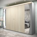 Ver imagem 2 de Guarda Roupa Casal com Efeito Ripado, Espelho e LED 6 Portas 6 Gavetas Inovação 100% MDF