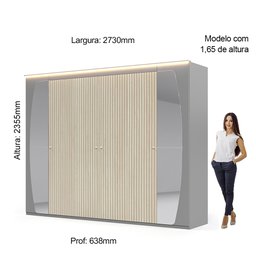 Guarda Roupa Casal com Efeito Ripado, Espelho e LED 6 Portas 6 Gavetas Inovação 100% MDF - 6