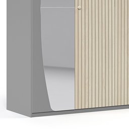 Guarda Roupa Casal com Efeito Ripado, Espelho e LED 6 Portas 6 Gavetas Inovação 100% MDF - 9