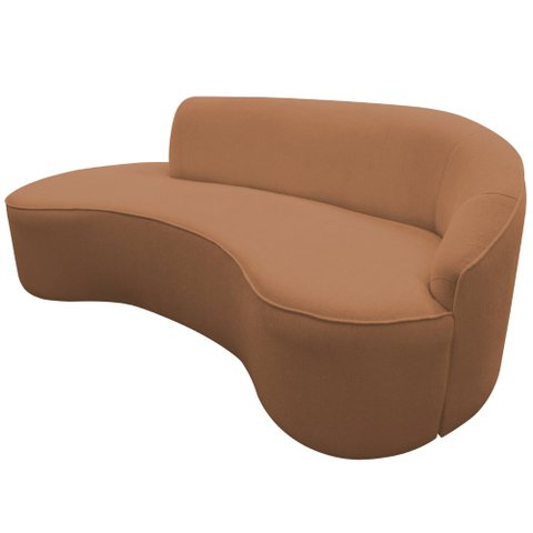 Sofá Curvo 02 Lugares 150cm Braço Esquerdo Eron Bouclê Terracota - CasaePoltrona