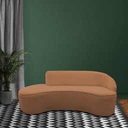 Sofá Curvo 02 Lugares 150cm Braço Esquerdo Eron Bouclê Terracota - CasaePoltrona - 2