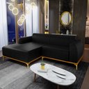 Ver imagem 2 de Sofá 2,65M 4 Lugares com Chaise Esquerdo Pés Gold Molino B-159 Corano Preto