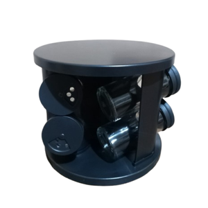 Kit Porta Temperos com 6 Potes Vidro e Base Giratória em Preto