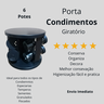 Kit Porta Temperos com 6 Potes Vidro e Base Giratória em Preto - 3