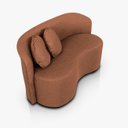 Ver imagem 3 de Sofá Orgânico Curvo 2 Lugares para Sala e Escritório Linho Olive