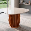 Ver imagem 1 de Mesa de Jantar 6 Lugares Orgânica Tampo com Vidro 136cm Merisi D05 Freijó Off White - Lyam Decor