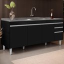 Ver imagem 6 de Balcão Gabinete com Pia 180cm Dallas Preto - Lumil