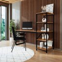 Ver imagem 1 de Mesa Escrivaninha Office C Prateleira Estudo Canela Rústica
