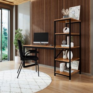 Mesa Escrivaninha Office C Prateleira Estudo Canela Rústica