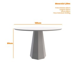 Mesa de Jantar Isis 1,20X1,20 Ype/Off White New Ceval - 2
