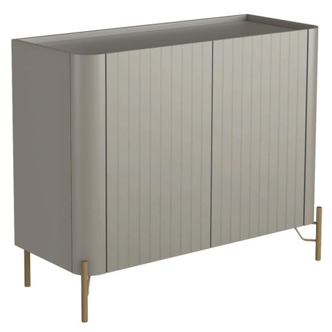 Aparador Buffet Sala de Jantar 2 Portas Brise Pés Industrial Dourado Naim I03 Grigio - Lyam Decor