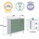 Ver imagem 6 de Cômoda para Quarto Infantil 93cm com Porta e 4 Gavetas Cor:branco com Verde