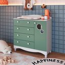 Ver imagem 1 de Cômoda para Quarto Infantil 93cm com Porta e 4 Gavetas Cor:branco com Verde