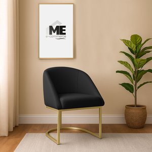 Banqueta Poltrona Lua Penteadeira e Salão com Base Metálica:preto