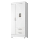 Ver imagem 1 de Roupeiro 03 Portas 2 Gavetas Lite Branco Brilho 76cm Largura Quarto Solteiro Mdp