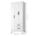 Ver imagem 2 de Roupeiro 03 Portas 2 Gavetas Lite Branco Brilho 76cm Largura Quarto Solteiro Mdp