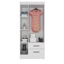 Ver imagem 4 de Roupeiro 03 Portas 2 Gavetas Lite Branco Brilho 76cm Largura Quarto Solteiro Mdp