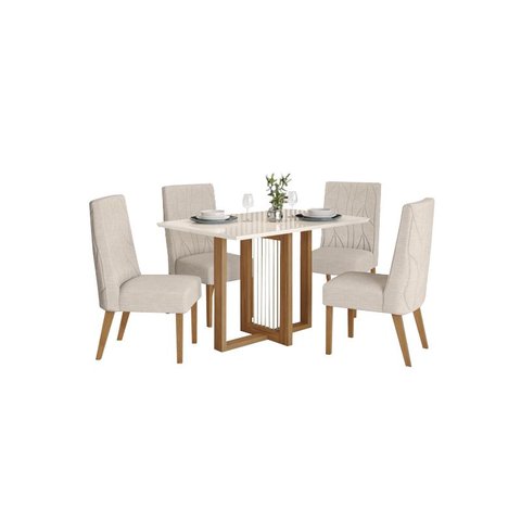 Mesa Jantar Natali 120 4 Cadeiras Eloá Linho - Henn