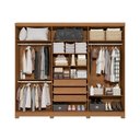 Ver imagem 5 de Guarda-Roupa 6 Portas e 3 Gavetas com Espelhos e Pés Dormitorio Bigger Lo Bege/Canela/Off Withe