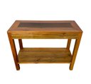Ver imagem 2 de Mesa Mesinha Aparador Bancada com Prateleira em Madeira de Demolição Rústico