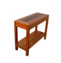 Ver imagem 3 de Mesa Mesinha Aparador Bancada com Prateleira em Madeira de Demolição Rústico