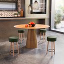 Ver imagem 3 de Kit 4 Bancos Banqueta Paris Couro Verde Mesa Gourmet Pés Madeira Ms Decor