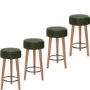 Ver imagem 1 de Kit 4 Bancos Banqueta Paris Couro Verde Mesa Gourmet Pés Madeira Ms Decor
