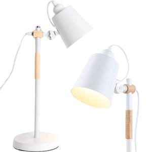 Luminária de Mesa 57cm Retrô Escandinava Articulada Metal Madeira Gimpo Kjtd-687: Branco