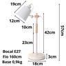 Luminária de Mesa 57cm Retrô Escandinava Articulada Metal Madeira Gimpo Kjtd-687: Branco - 6