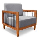 Ver imagem 4 de Kit 2 Poltronas e Sofá Living 2 Lugares Marilia 1,60m Linho Base em Madeira Castanho - Pallazio Graf