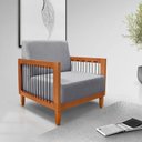 Ver imagem 2 de Kit 2 Poltronas e Sofá Living 2 Lugares Marilia 1,60m Linho Base em Madeira Castanho - Pallazio Graf