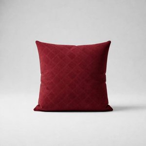 Almofada Cheia Camurça Quadriculado 60 X 60 – Vinho