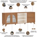 Ver imagem 5 de Rack para Sala de Estar TV 75 pol 180cm 2 Portas 2 Gavetas Mozart A05 Cinamomo Off White - Lyam