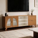 Ver imagem 3 de Rack para Sala de Estar TV 75 pol 180cm 2 Portas 2 Gavetas Mozart A05 Cinamomo Off White - Lyam