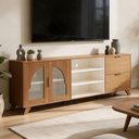 Ver imagem 1 de Rack para Sala de Estar TV 75 pol 180cm 2 Portas 2 Gavetas Mozart A05 Cinamomo Off White - Lyam