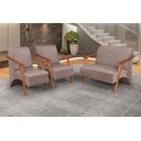 Ver imagem 1 de Conjunto Venus Braços em Madeira Maciça 1 Namoradeira 2 Poltronas Suede Unidecor Cappuccino